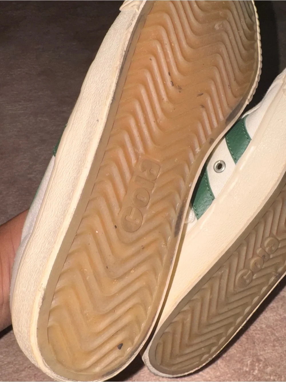 Gola Green and White Women's Sneakers size 6